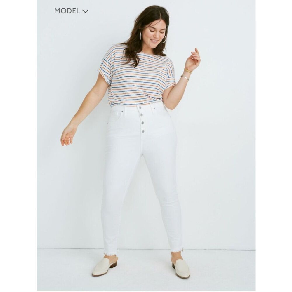 Madewell white 10" High-Rise Skinny Jeans in Pure White: Step-Hem size 35 NWOT